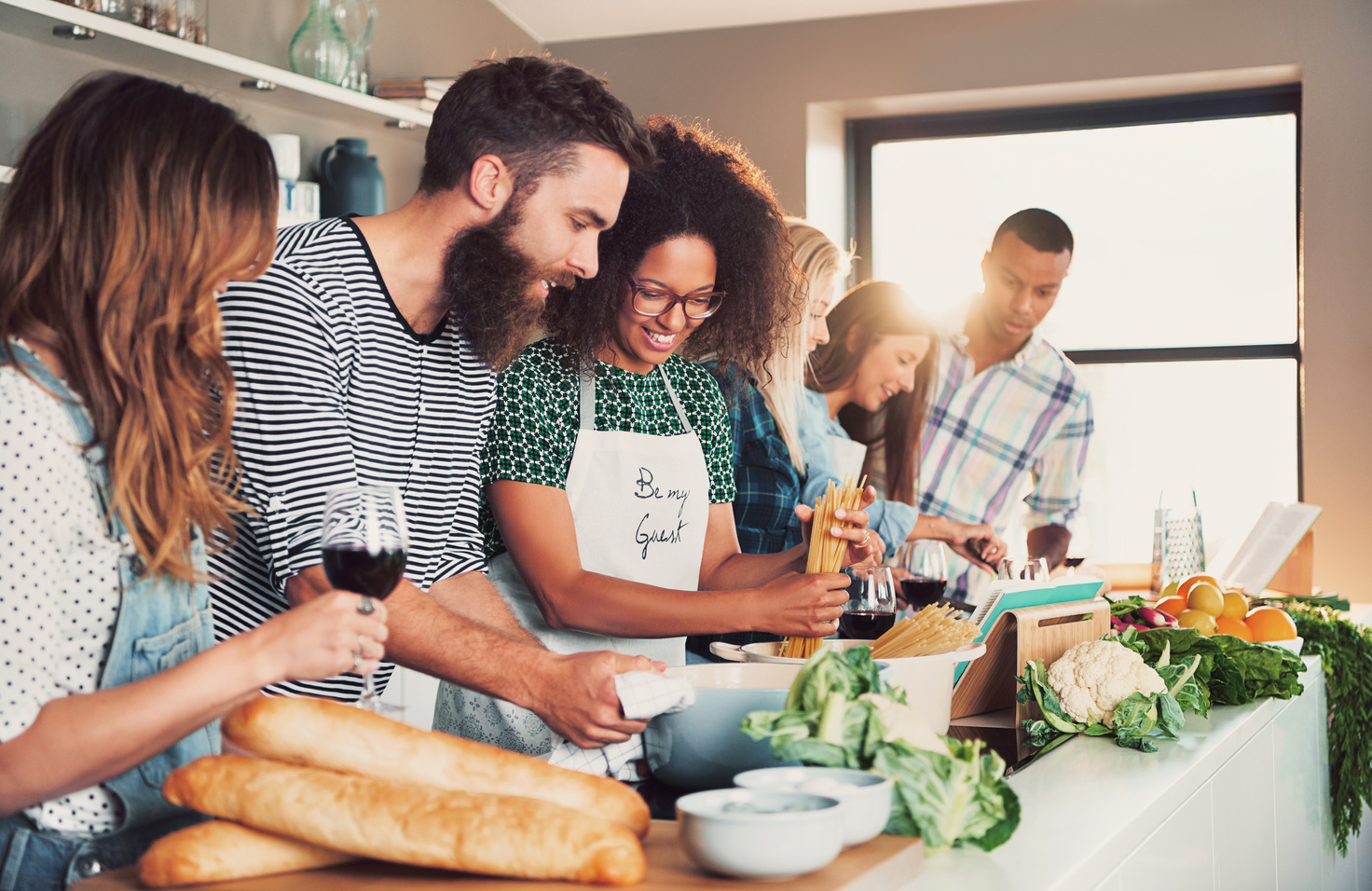Friends Cooking Food
